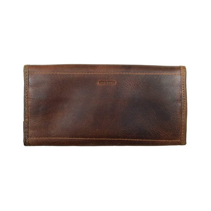 Hide & Drink, Snap Clutch Wallet for Women, Money Holder and Card Organizer with Zippered Pouch, Full Grain Leather, Handmade, Bourbon Brown - Image 2