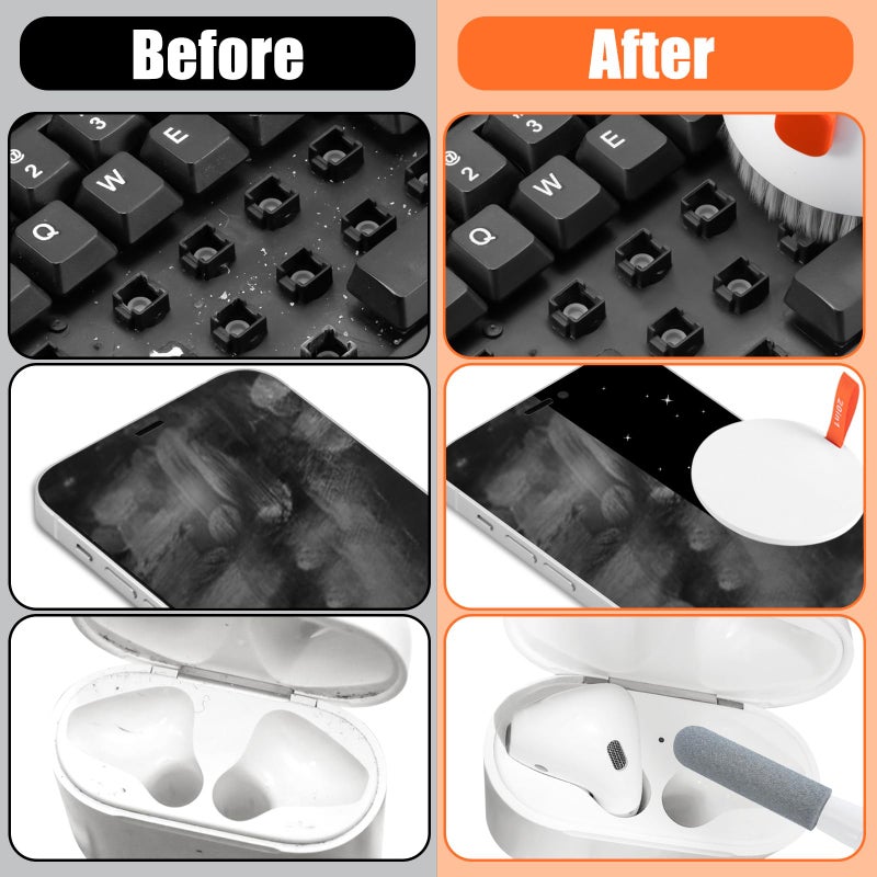 walrfid Laptop Phone Screen Cleaner Kit, Computer Keyboard Brush Cleaning Spray for iPhone AirPods MacBook iPad, 20-in-1 Electronic Device Clean Tool for Camera Earbud Car Screens (White) - Image 5