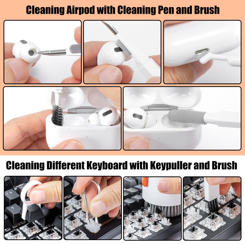 walrfid Laptop Phone Screen Cleaner Kit, Computer Keyboard Brush Cleaning Spray for iPhone AirPods MacBook iPad, 20-in-1 Electronic Device Clean Tool for Camera Earbud Car Screens (White) - Image 3