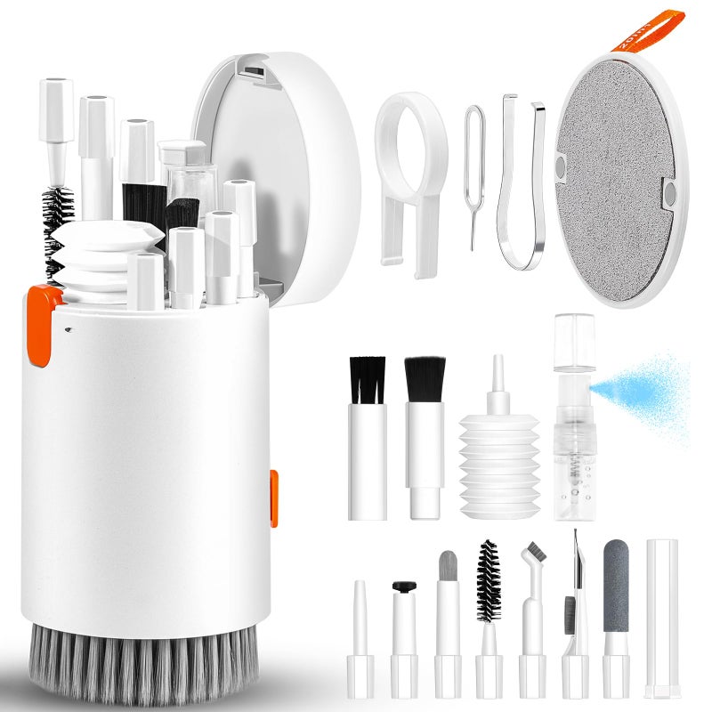 walrfid Laptop Phone Screen Cleaner Kit, Computer Keyboard Brush Cleaning Spray for iPhone AirPods MacBook iPad, 20-in-1 Electronic Device Clean Tool for Camera Earbud Car Screens (White) - Image 1