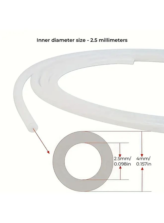 أنبوب تيفلون PTFE مقاوم للحرارة العالية 2.5x4mm أبيض حليبي 39.37 بوصة لخيوط الطابعة ثلاثية الأبعاد - Image 2