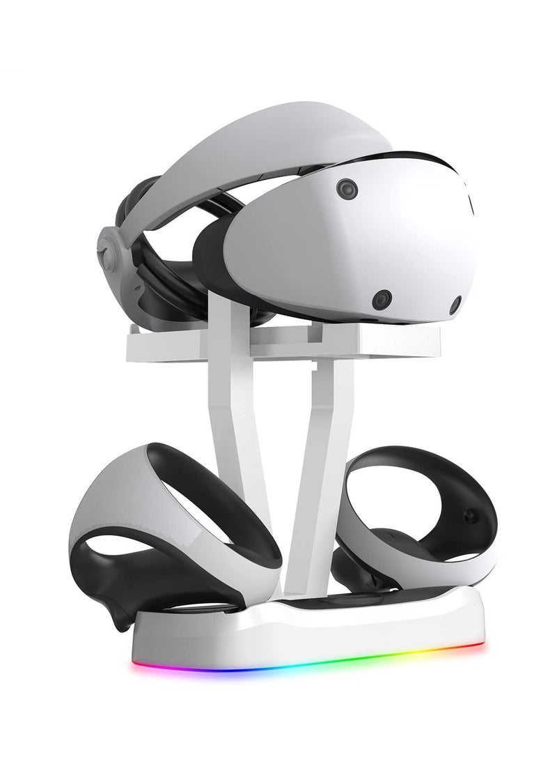 PS VR2 Charging Station with RGB Light Fast Charger Dock for Playstation VR2 Sense Controllers with 3 Type-C Magnetic Adapters PSVR2 Headset Stand Holder for PS5 VR2 Accessories