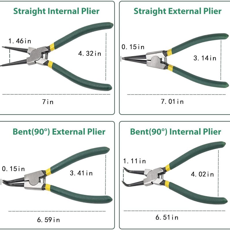 Serplex 4Pcs Snap Ring Pliers Set with Tool Box 7 Inches Straight Tip Circlip Pliers Bent Tip Circlip Pliers Set for Install and Remove Circlips Retaining Ring Removal Plier Tools - Image 2