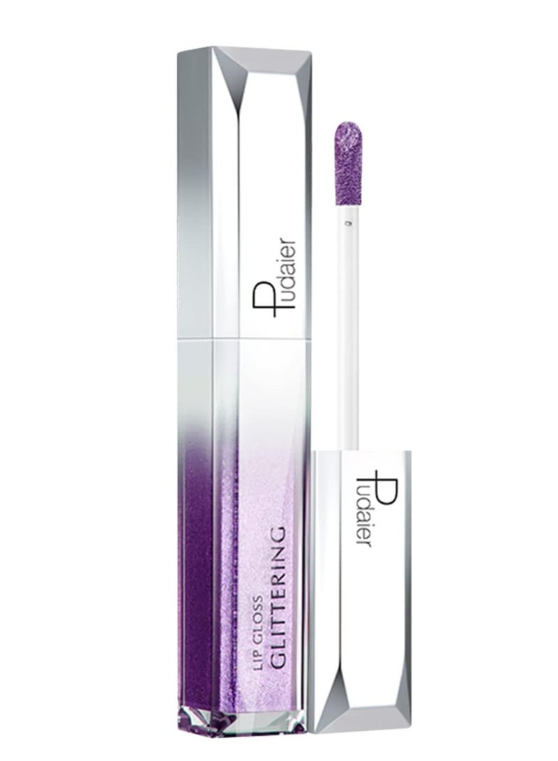 بوداير ملمع الشفاه اللامع ، أحمر الشفاه السائل المعدني اللامع ، مكياج شفاه مرطب مقاوم للماء للشفاه للخدين عيون بريق بنفسجي غامق 11# - Image 1