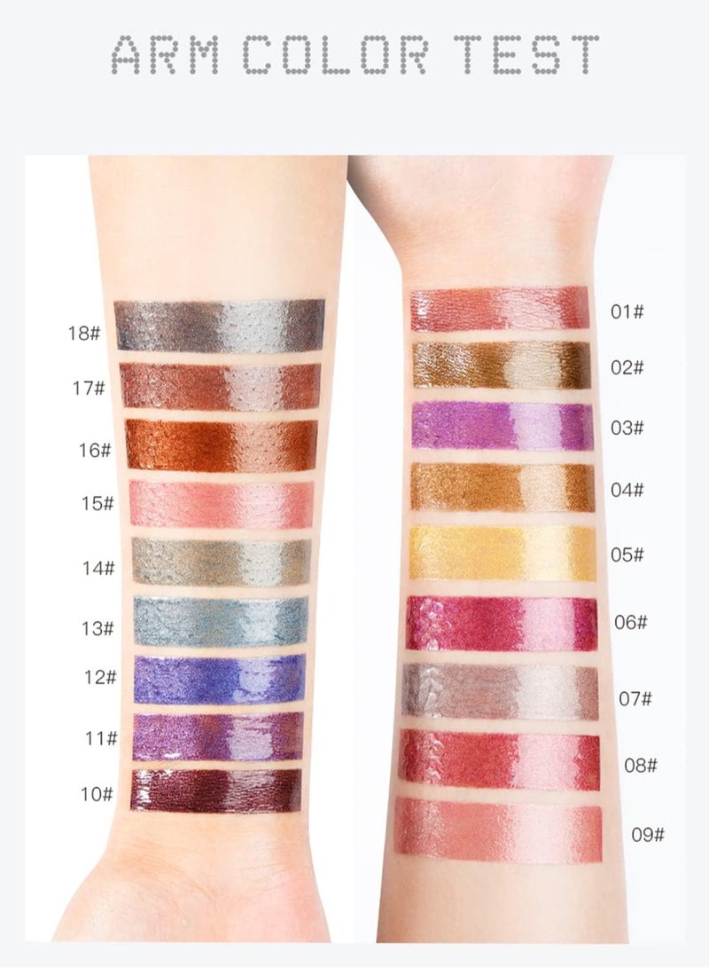 بوداير ملمع الشفاه اللامع ، أحمر الشفاه السائل المعدني اللامع ، مكياج شفاه مرطب مقاوم للماء للشفاه للخدين عيون بريق بنفسجي غامق 11# - Image 4