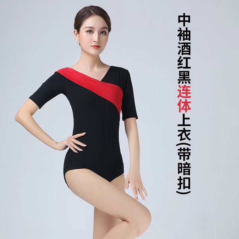 Body Etiquette Training Clothing Elegant Square Dance Suit Training Clothing Adult Body Training Dance Clothing Gold Velvet - Image 1