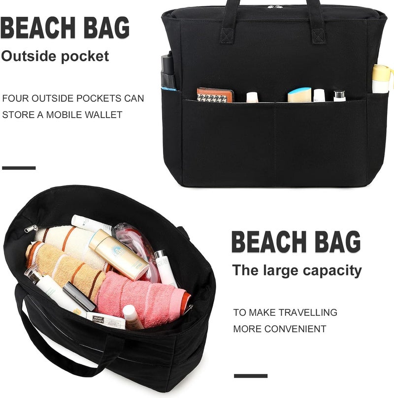 LEDAOU Beach Bag Waterproof Sandproof Women Beach Tote Bag Pool Bag with Zipper for Gym Grocery Travel with Wet Pocket | Sandproof, with Zipper, for Gym, Grocery, Travel, with Wet Pocket - Image 5