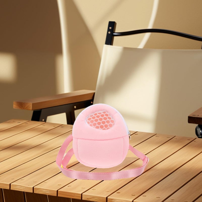 Small Animal Carrier Shoulder Bag with Breathable Mesh Large Pink Travel Case for Hamster Rat Rabbit Outdoor - Image 5