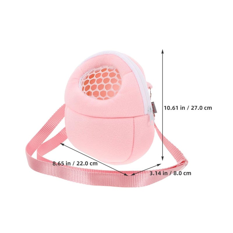 Small Animal Carrier Shoulder Bag with Breathable Mesh Large Pink Travel Case for Hamster Rat Rabbit Outdoor - Image 3