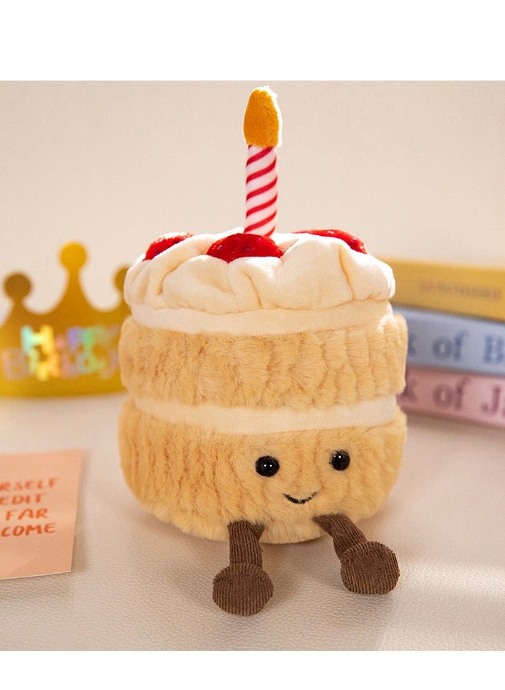 Weighted Plush Toy,  Birthday Cake Doll , Cute Smile Cake Pillow Stuffed Animals, Funny Soft Food Plushies Toy for Gifts for Kids Birthday - Image 1