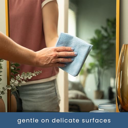 S&T INC. 50 Pack Microfiber Cleaning Cloth, Bulk Towels for Home, Reusable Microfiber Towels for Cars, Cleaning Rags, Light Blue, 11.5 Inches x 11.5 Inches, 50 Count - Image 3