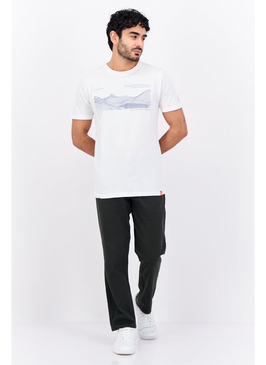 CROSSHATCH Men Crew Neck Short Sleeve Graphic T Shirt, White  - Image 4