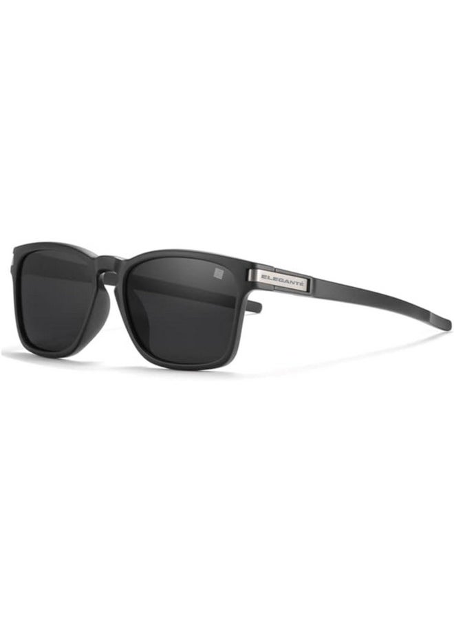 Elegante ELEGANTE Unisex-Fit Design Polarized Square Sunglasses for Men (C1 - Black)  - Image 1