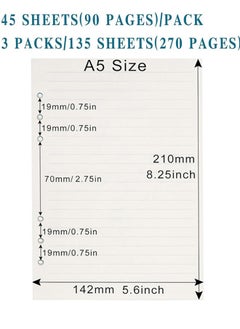 Generic A5 Refill Paper, A5 Loose Leaf Paper 135 Sheets (270 Pages) 6-Hole Filler Inserts Loose Leaf Paper for Refillable Binder Notebook Planner Diary Journals Painting Personal Organiser (White)  - Image 2