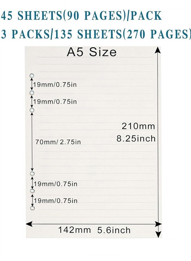 Generic A5 Refill Paper, A5 Loose Leaf Paper 135 Sheets (270 Pages) 6-Hole Filler Inserts Loose Leaf Paper for Refillable Binder Notebook Planner Diary Journals Painting Personal Organiser (White)  - Image 2