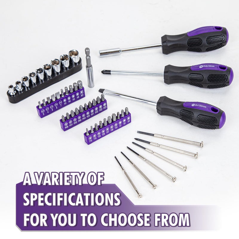 CARTMAN 148-Piece Automotive and Household Tool Set Perfect for Car Enthusiasts and DIY Home Repairs Purple - Image 5