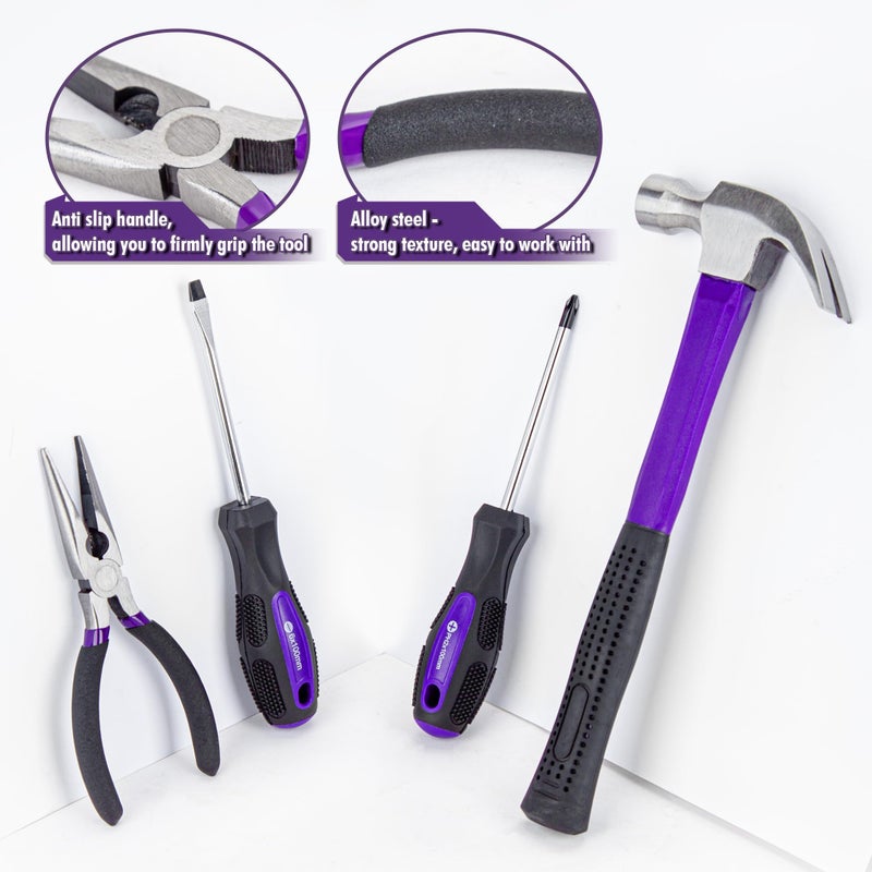 CARTMAN 148-Piece Automotive and Household Tool Set Perfect for Car Enthusiasts and DIY Home Repairs Purple - Image 4