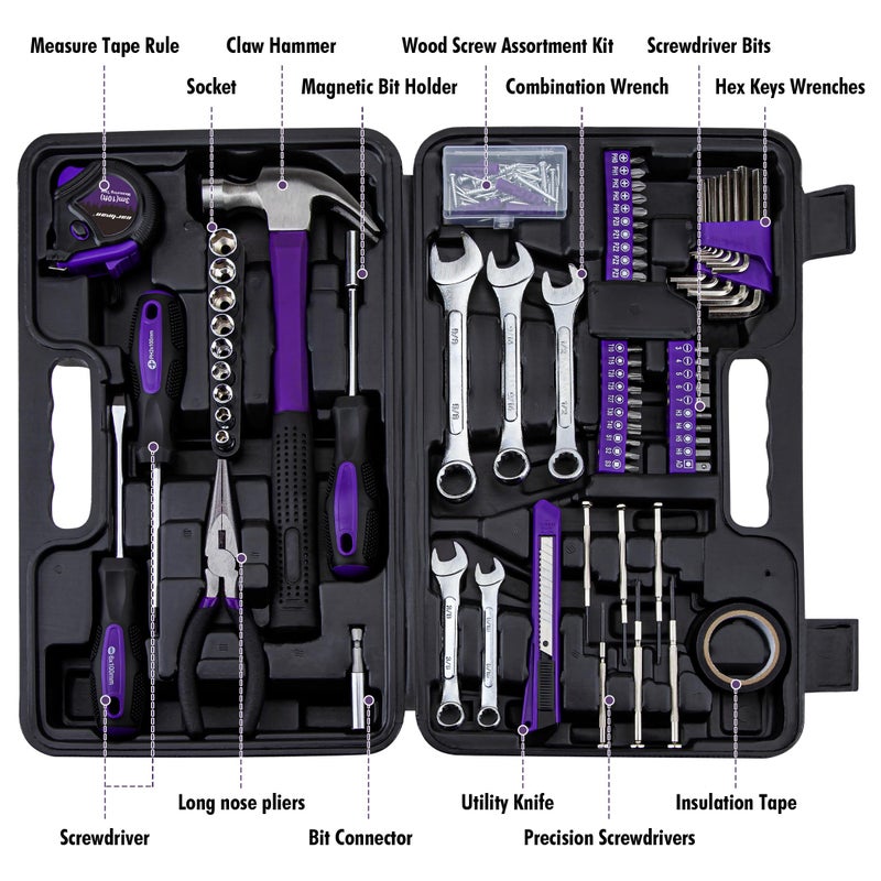 CARTMAN 148-Piece Automotive and Household Tool Set Perfect for Car Enthusiasts and DIY Home Repairs Purple - Image 2