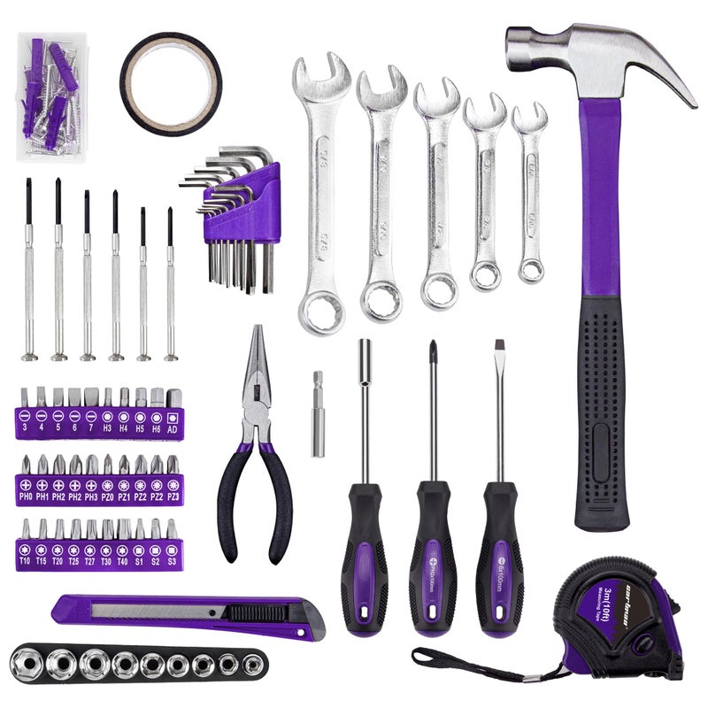 CARTMAN 148-Piece Automotive and Household Tool Set Perfect for Car Enthusiasts and DIY Home Repairs Purple - Image 3