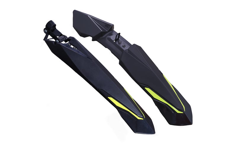 ShreNik Plastic Cycle Mudguard for Bicycle Fender Front and Rear Set Senior Standard Size Reflective Tape (Lime-Green Tape) - Image 3