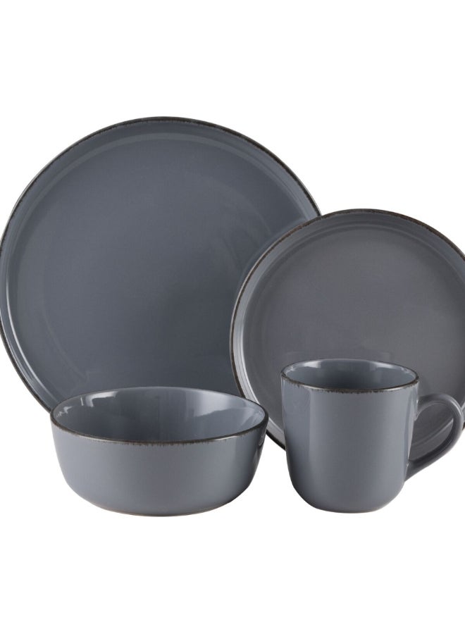 Bien Servi 16-Piece Elegant Design High Quality Stoneware Dinner Set Dark Grey 28.5 x 28.5 x 30 cm ST7572-DGY - Image 1