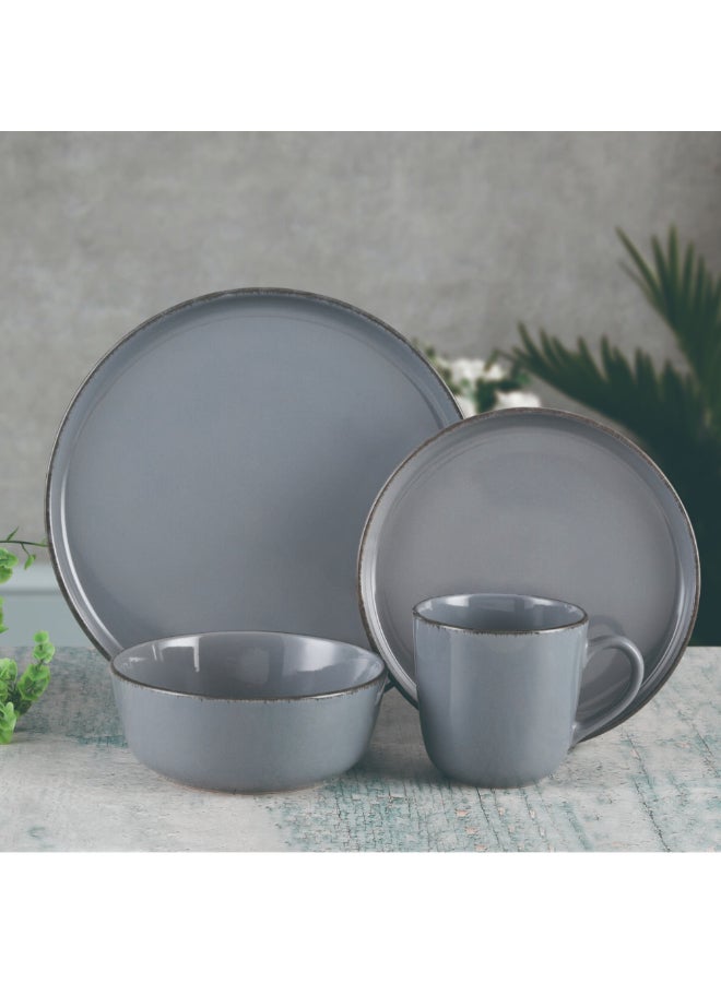 Bien Servi 16-Piece Elegant Design High Quality Stoneware Dinner Set Dark Grey 28.5 x 28.5 x 30 cm ST7572-DGY - Image 2