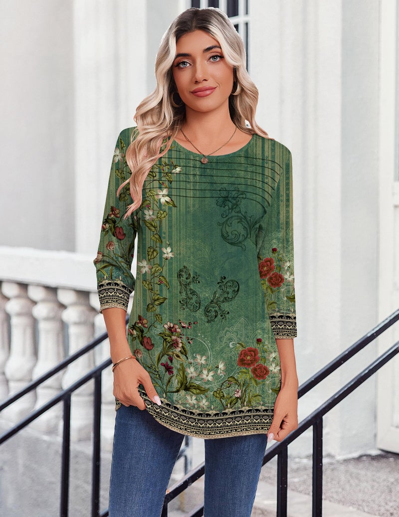 Zeagoo Womens Tops 3/4 Length Sleeve T Shirts Business Casual Blouses Dressy Crew Neck Work Clothes 2026 Spring Outfit - Image 2