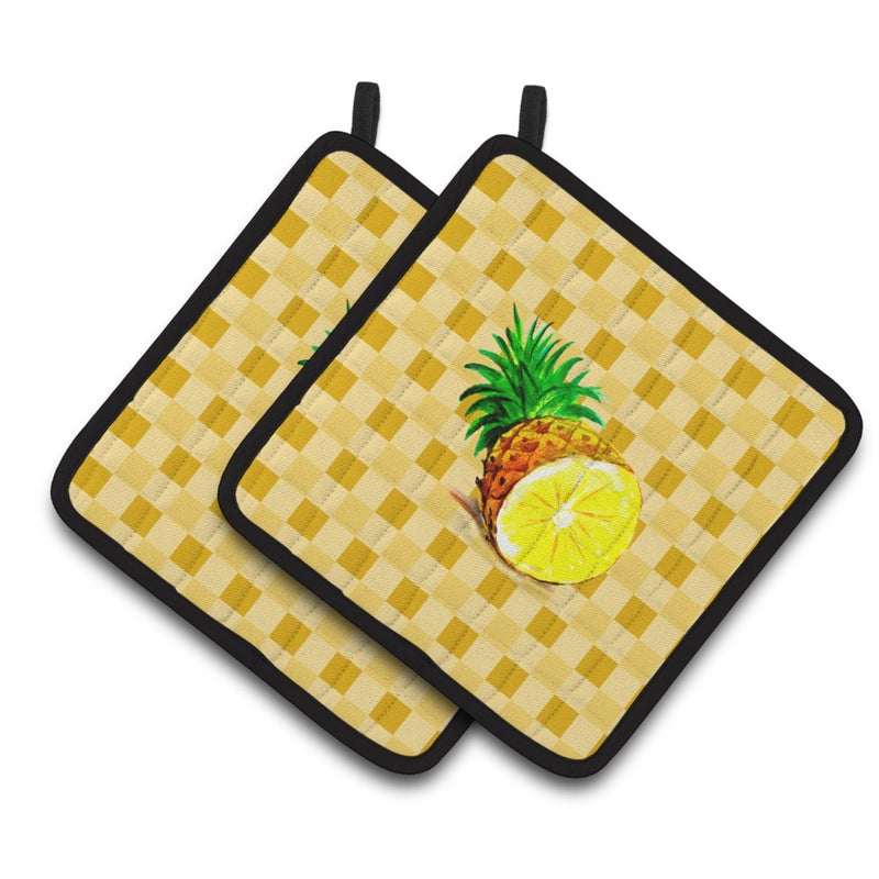 Caroline's Treasures ""Caroline's Treasures Top of Pineapple Cut on Basketweave Decorated pot holder  7.5HX7.5W  Multicolor""