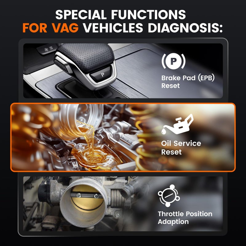 ANCEL VD500 OBD2 Scanner Diagnostic Tool for Volkswagen VW Audi Skoda Seat Diagnosis Check Engine Light EPB ABS SRS Code Reader Oil Throttle Position Adaption Brake Pad Reset - Image 3