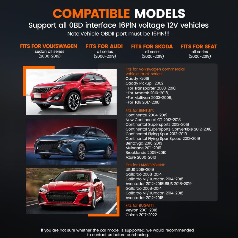 ANCEL VD500 OBD2 Scanner Diagnostic Tool for Volkswagen VW Audi Skoda Seat Diagnosis Check Engine Light EPB ABS SRS Code Reader Oil Throttle Position Adaption Brake Pad Reset - Image 5