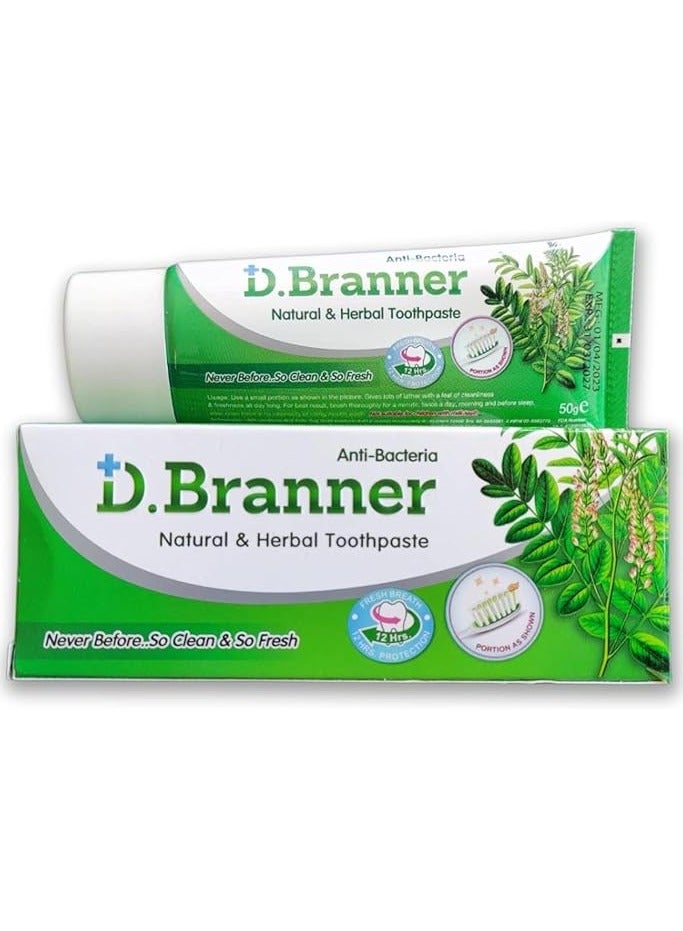 D.Branner Herbal Natural Toothpaste Fluoride Free - Ingredients Neem Leaves with Clove, Mint, Camphor, and Herb Formula for Gum Health, Refreshing Bad Breath, Vegan Toothpaste for Adults - Image 1