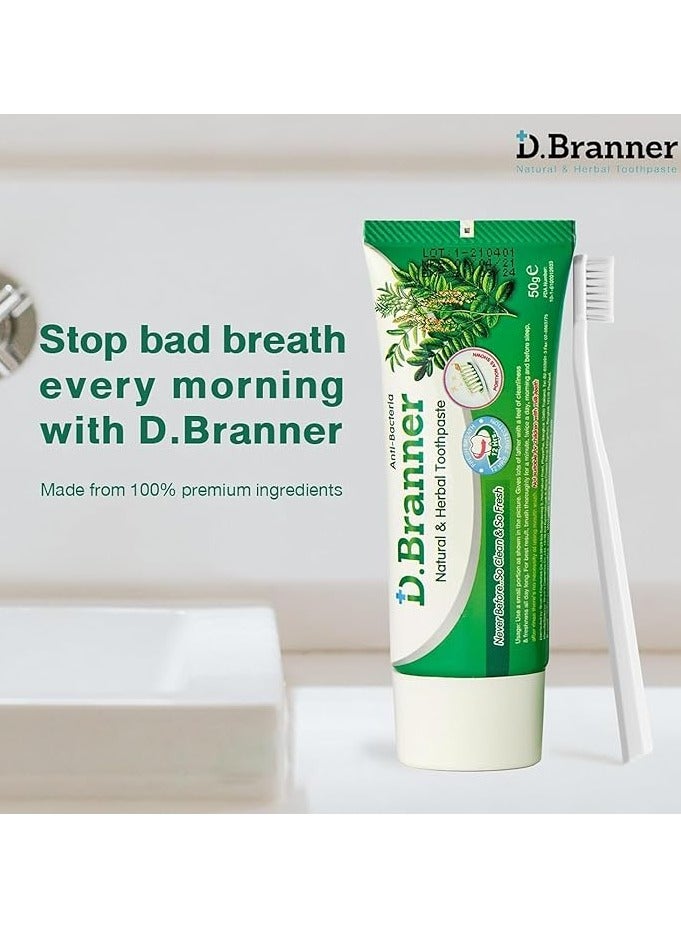 D.Branner Herbal Natural Toothpaste Fluoride Free - Ingredients Neem Leaves with Clove, Mint, Camphor, and Herb Formula for Gum Health, Refreshing Bad Breath, Vegan Toothpaste for Adults - Image 2