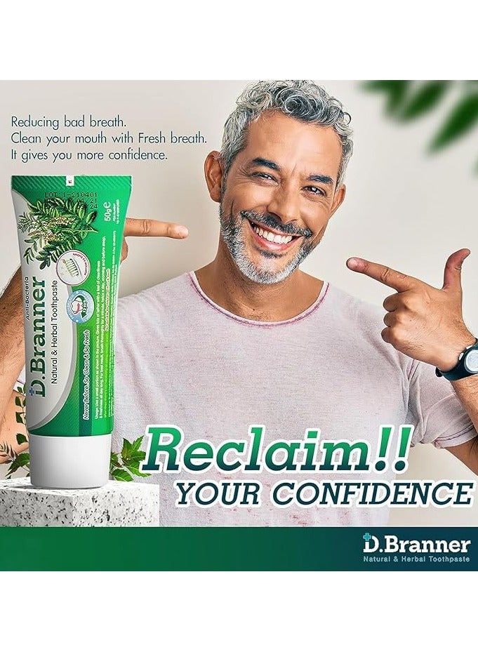 D.Branner Herbal Natural Toothpaste Fluoride Free - Ingredients Neem Leaves with Clove, Mint, Camphor, and Herb Formula for Gum Health, Refreshing Bad Breath, Vegan Toothpaste for Adults - Image 3