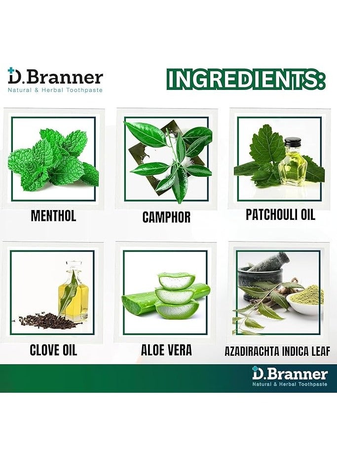 D.Branner Herbal Natural Toothpaste Fluoride Free - Ingredients Neem Leaves with Clove, Mint, Camphor, and Herb Formula for Gum Health, Refreshing Bad Breath, Vegan Toothpaste for Adults - Image 4