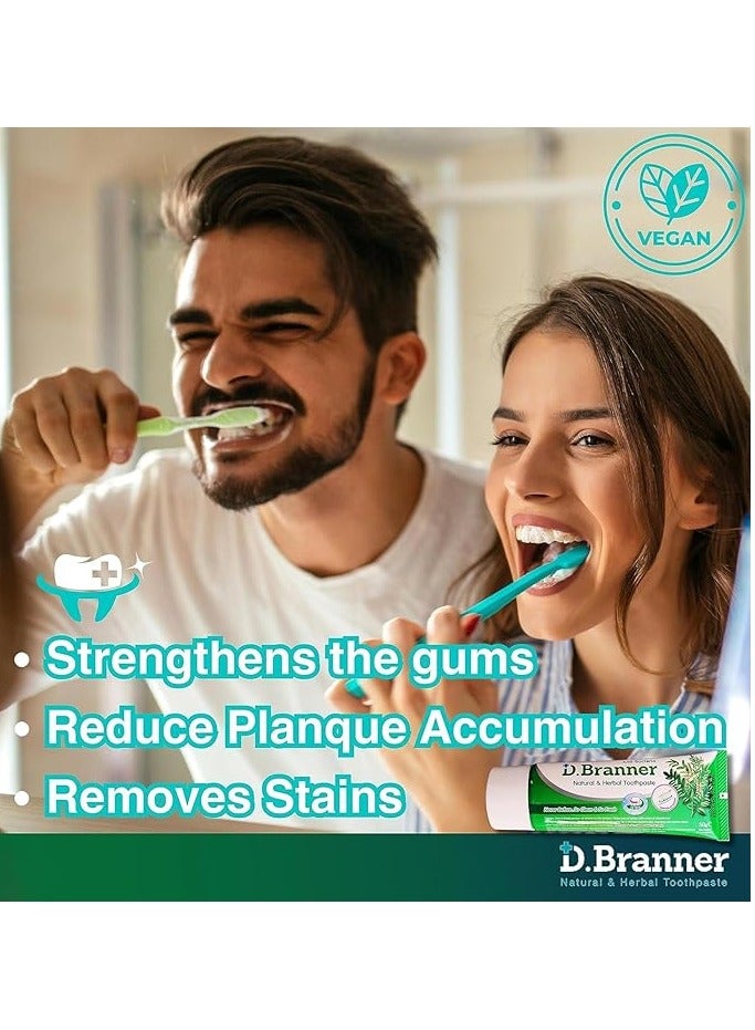 D.Branner Herbal Natural Toothpaste Fluoride Free - Ingredients Neem Leaves with Clove, Mint, Camphor, and Herb Formula for Gum Health, Refreshing Bad Breath, Vegan Toothpaste for Adults - Image 5