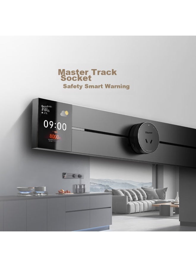Bull Surface-mounted Track Socket, Master Screen Display Model Gb3z, Movable Wall Socket, Wall-mounted Socket, No Slot Required, App-controlled Switch, 75cm Track + 4 Five-hole Sockets - Image 3