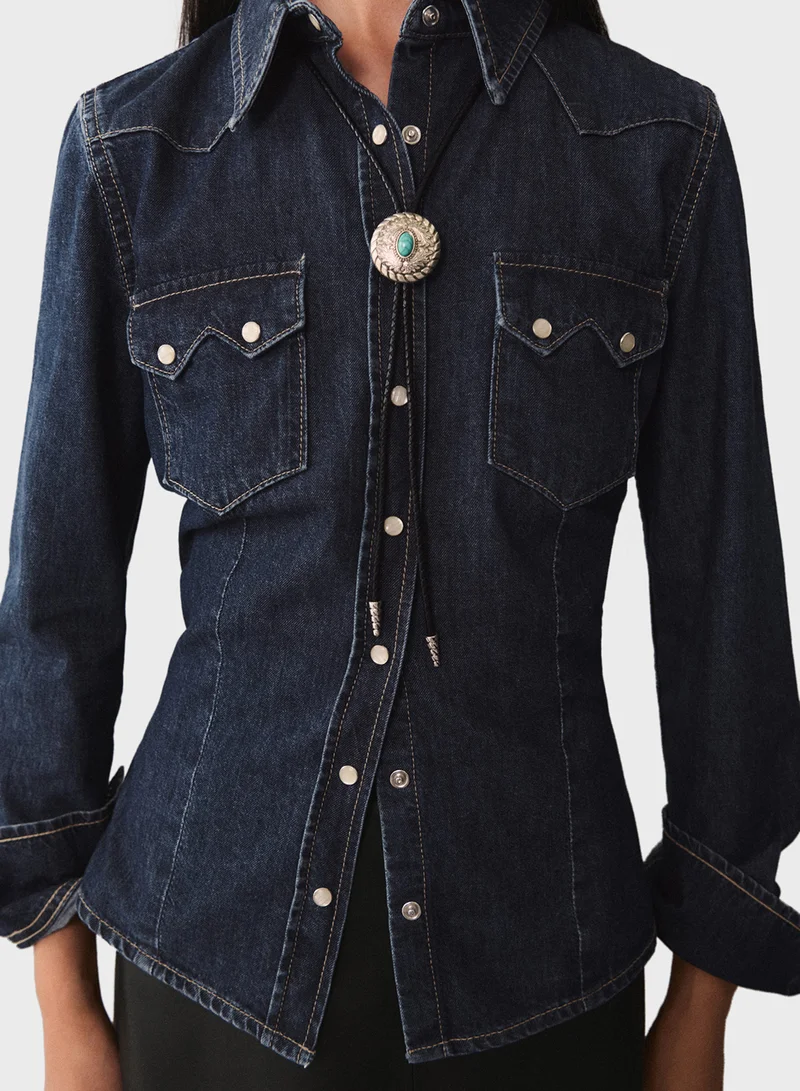 MANGO Chest Pocket Denim Shirt