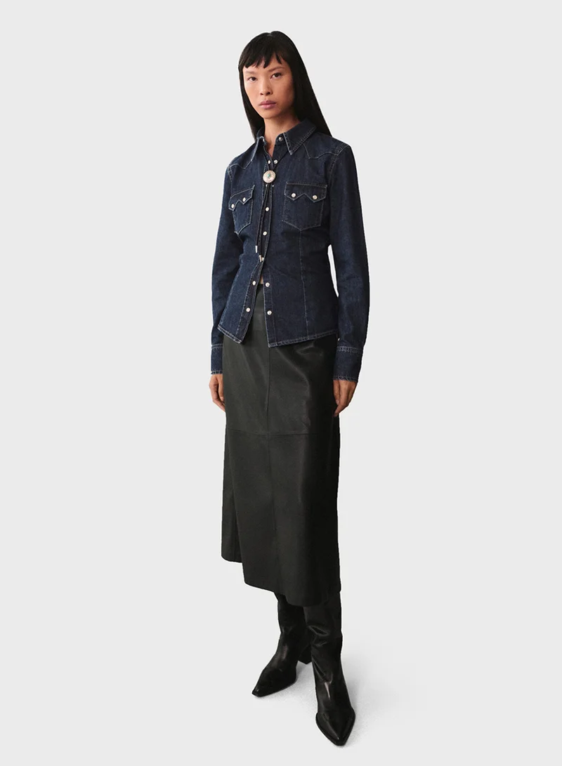 MANGO Chest Pocket Denim Shirt