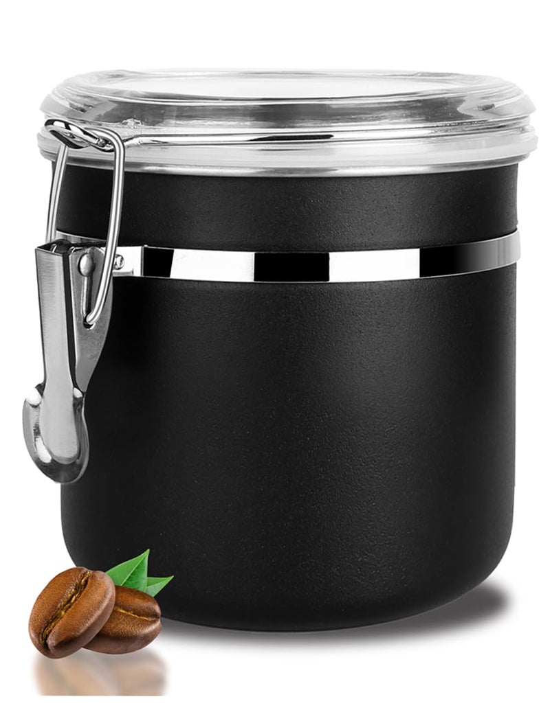Walktosun Stainless Steel Food Container with Clear Lids Airtight Storage Container Stackable Small Canisters Kitchen Pantry Storage for Cereal, Snacks, Candy, Herbs, Spices, Sugar, Tea (Black) - Image 1