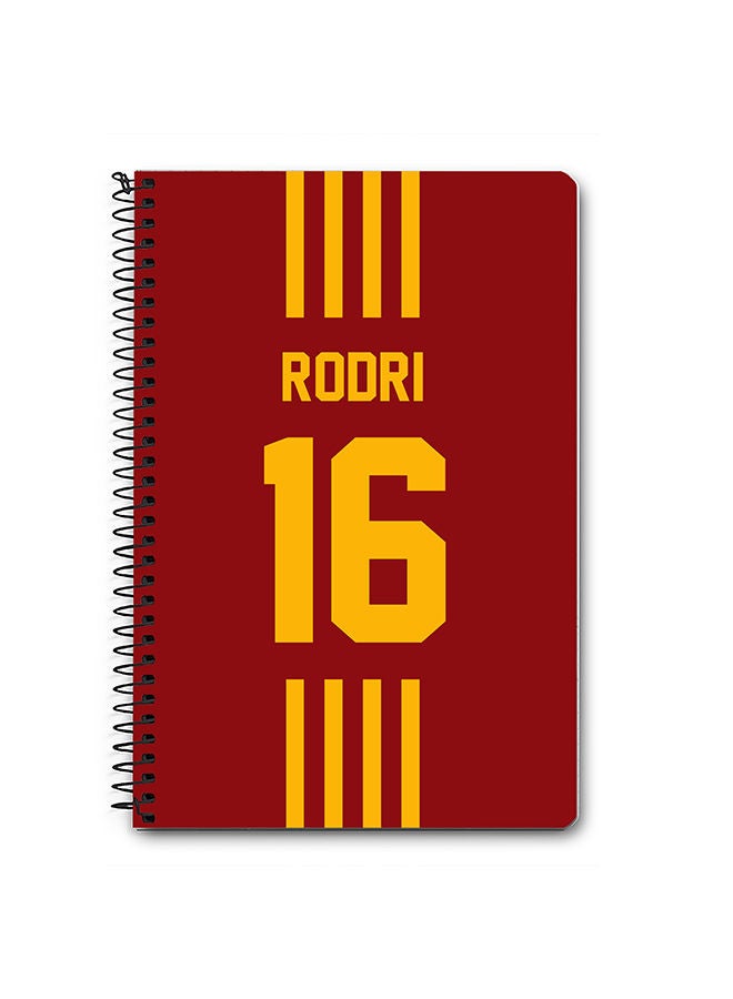 Stylizedd Designer A5 Spiral Notebook Memo Notepad Journal - Football Team - Spain Player Name - Rodri - Image 1