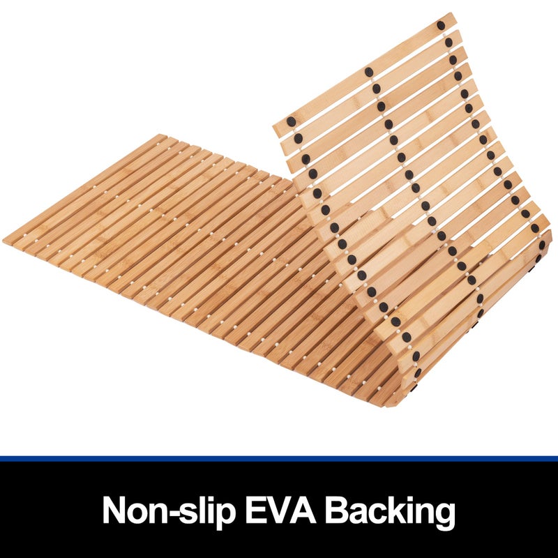 Fovlaurs Bamboo Bath Mat Bathroom Runner Long Large Rugs Floor Wood Shower Bathtub Waterproof Non Slip Accessories 16x48 Inch Easy to Clean, Natural Bamboo, 1 pc - Image 4