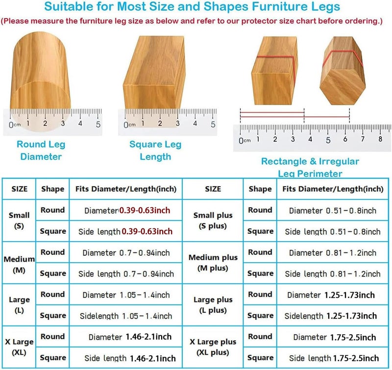Yarehand 16 Pack Chair Leg Floor Protectors for Hardwood Floors, Round Rubber Furniture Sliders, 360Â°Felt Pad Bottom Wrapped Thickening Silicone Furniture Legs Caps Covers(Square,Walnut-M) - Image 2