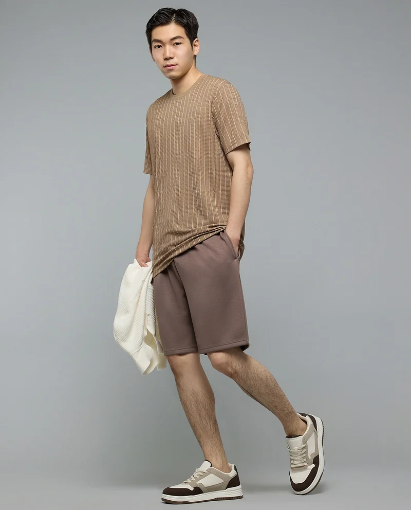 R&B Solid Shorts with Drawstring Waist