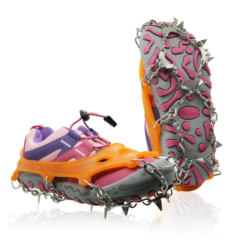 Giggleway Ice Cleats for Kids, Crampons for Kids Hiking Boots & Shoes, Stainless Steel Anti Slip Traction Cleats, Ice Snow Grips for Ice Fishing, Walking, Hiking &Climbing, Toys for Boys & Girls - Image 1