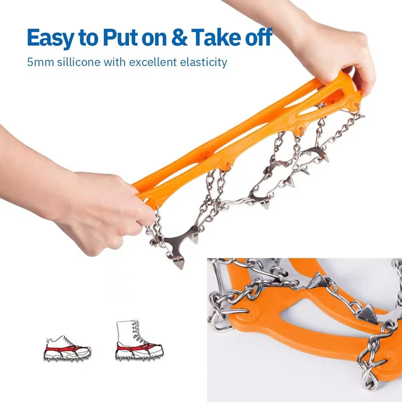 Giggleway Ice Cleats for Kids, Crampons for Kids Hiking Boots & Shoes, Stainless Steel Anti Slip Traction Cleats, Ice Snow Grips for Ice Fishing, Walking, Hiking &Climbing, Toys for Boys & Girls - Image 3