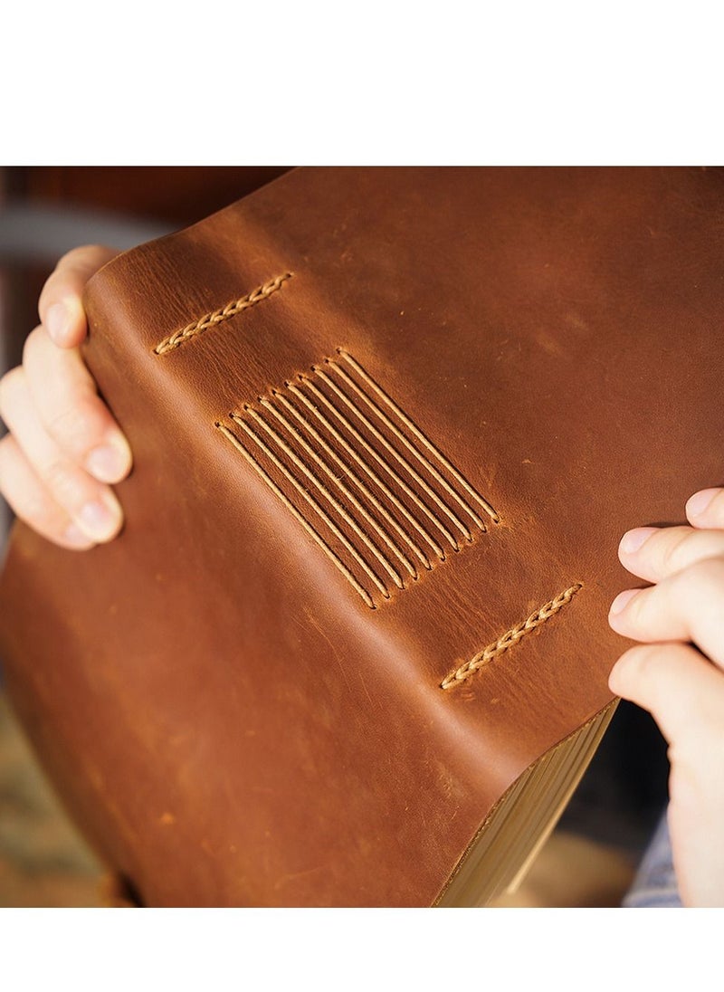 SYOSI Leather Bound Journal for Men Women Rustic Vintage Handmade Large Writing Notebook for Business Travel Daily Notepad Sketchbook Gift Brown  - Image 4