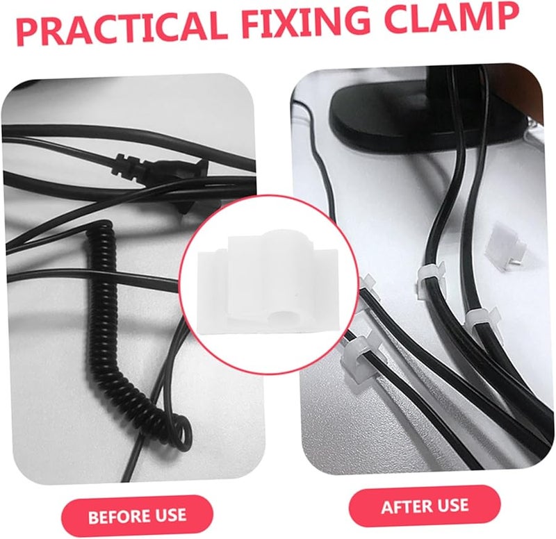 White Self Adhesive Cable Clips 200pcs for Home Office Cable Management Quick Installation - Image 5