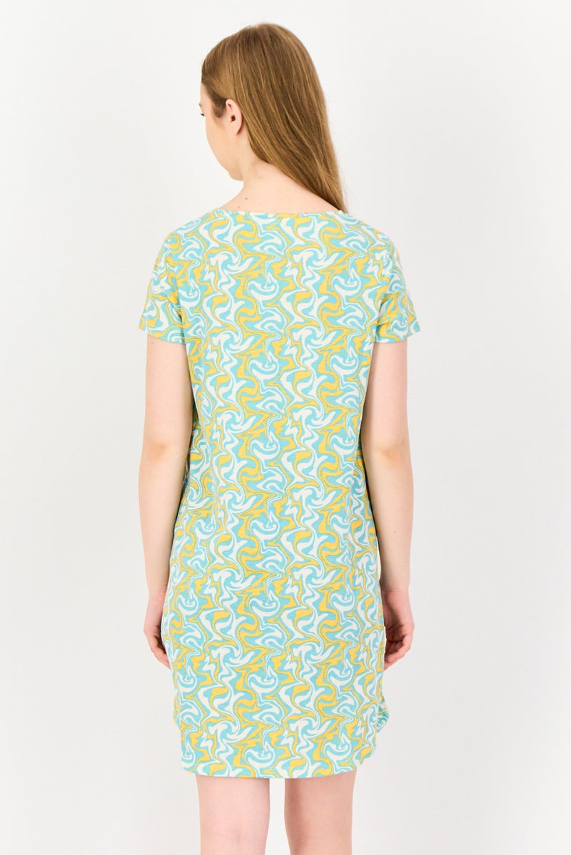 Zivame x Rosaline Women Abstract Print Short Sleeves Sleeping Dress, Multicolor - Image 4