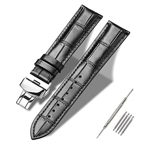 MORANO Moran Genuine Leather Replacement Watch Band Deployment Buckle 18mm 19mm 20mm 21mm 22mm 23mm 24mm Calfskin Watch Strap for Men's and Women's - Image 1