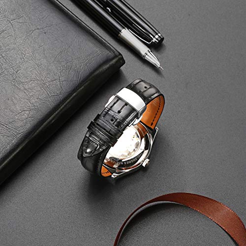 MORANO Moran Genuine Leather Replacement Watch Band Deployment Buckle 18mm 19mm 20mm 21mm 22mm 23mm 24mm Calfskin Watch Strap for Men's and Women's - Image 2